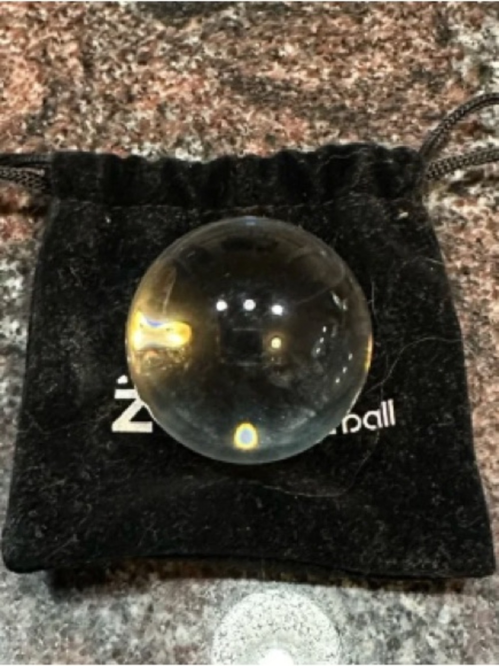 Crystal Photography Sphere with Black Velvet Drawstring Pouch